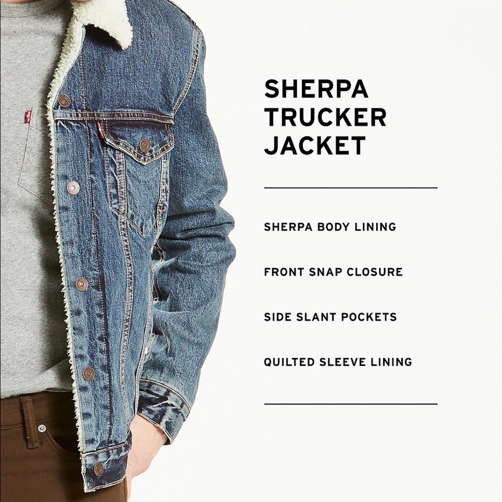 Men’s Sherpa Denim Trucker Jacket - Picture 3 of 3